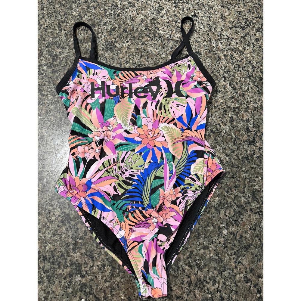 Hurley Womens‎ Tropical Floral One Piece Swimsuit Multicolor Logo XL 1X